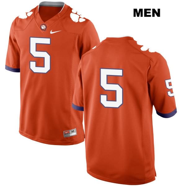 Men's Clemson Tigers #5 Tee Higgins Stitched Orange Authentic Nike No Name NCAA College Football Jersey IME7146NP